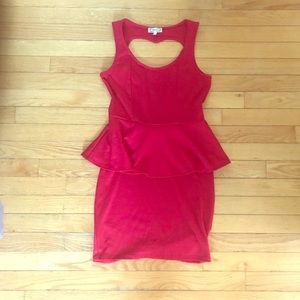 Red peplum dress